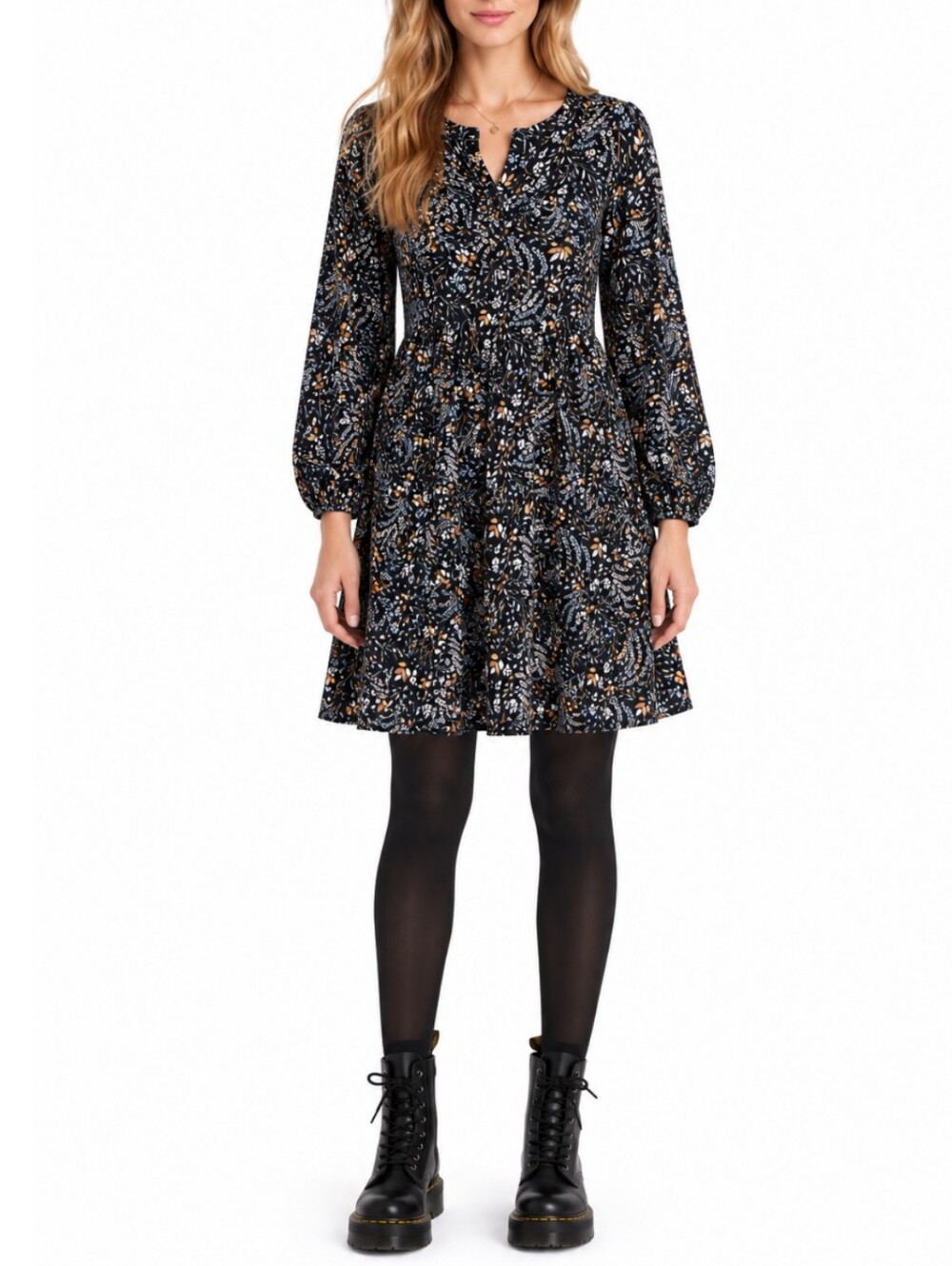 Maeve Anthropologie Amber Floral Babydoll Dress XS Long Sleeve Boho Whimsigoth
